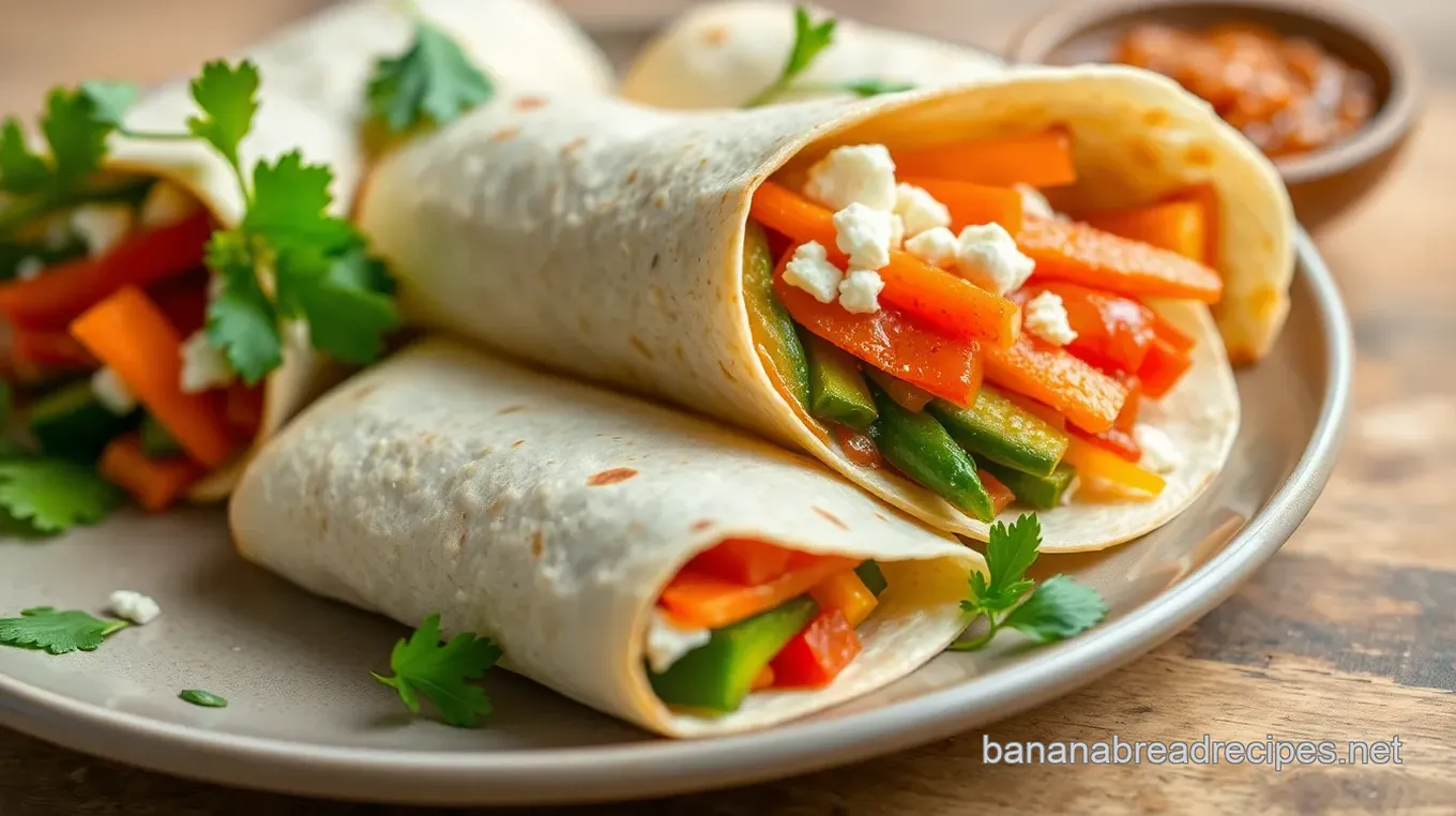 Sautéed Vegetable Wraps with Zesty Chutney Vegetable Wraps with Imli Chutney and Banana Hummus Dip