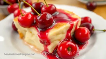 Bake Custardy French Dessert with Cherries recipe card