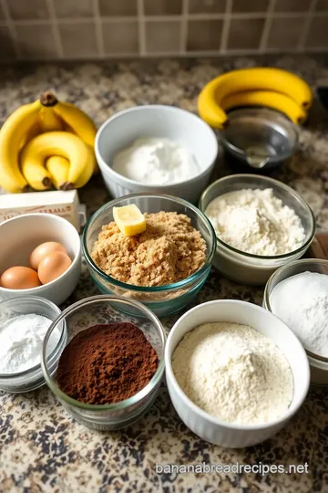 Chocolate-Banana Bread ingredients