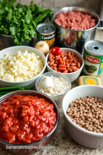 Cornbread Topped Chilli Pie ingredients