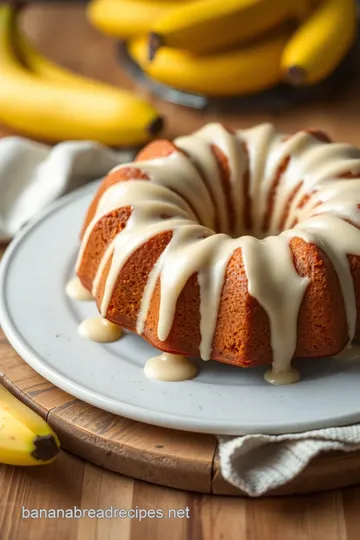 Moist Banana Bundt Cake with Creamy Glaze presentation