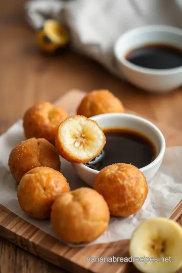 Fried Banana Balls in Savory Soy Sauce presentation