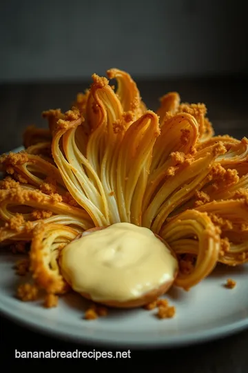 Healthy Blooming Onion with Chilli Cheese Sauce presentation