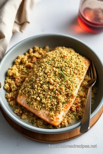 Herb-Crusted Salmon with Lemon-Dill Sauce presentation