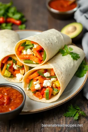 Vegetable Wraps with Imli Chutney and Banana Hummus Dip presentation