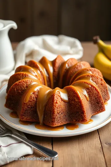Bake Banana Bundt Cake with Rich Toffee Sauce presentation